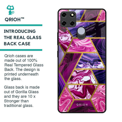 Electroplated Geometric Marble Glass Case for Realme C25