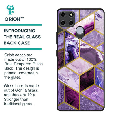 Purple Rhombus Marble Glass Case for Realme C25