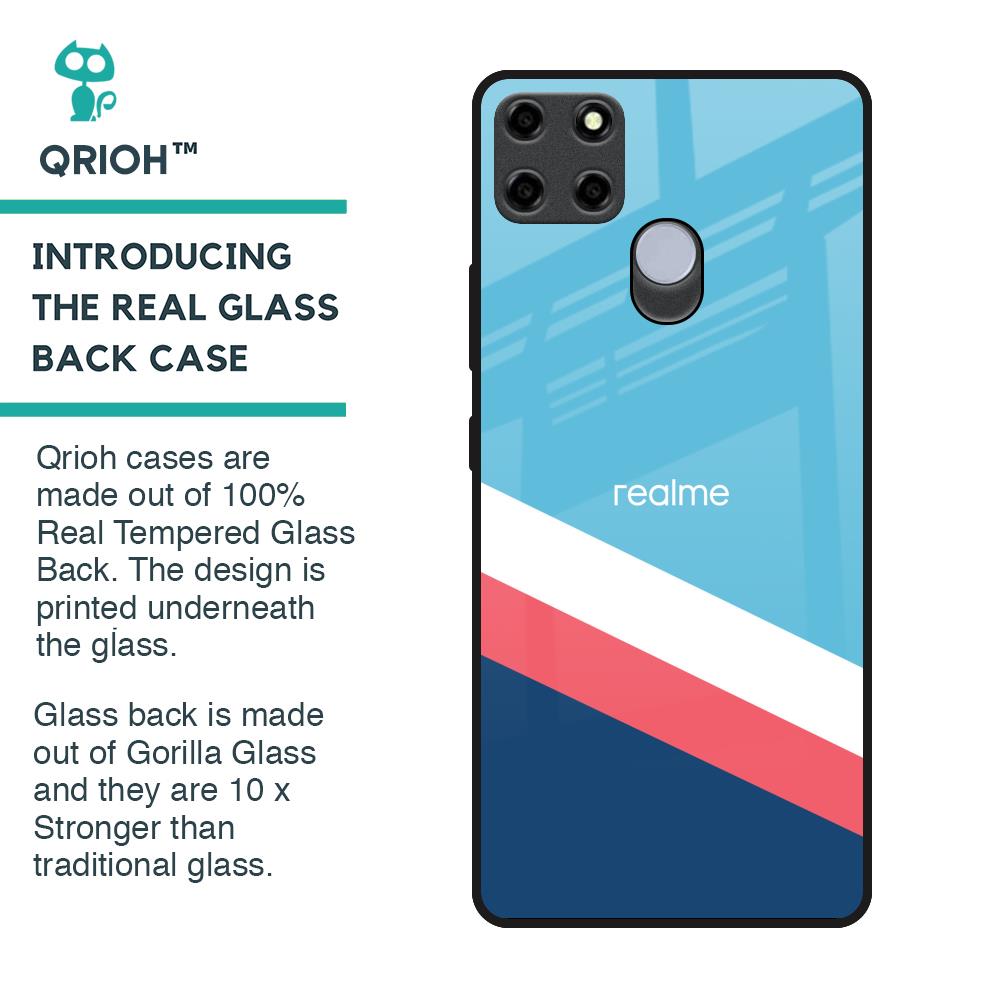 Pink & White Stripes Glass Case For Realme C25