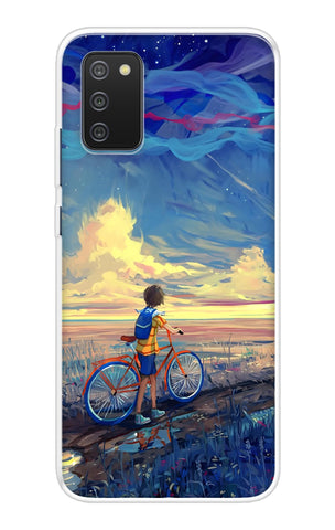 Riding Bicycle to Dreamland Samsung Galaxy F02s Back Cover