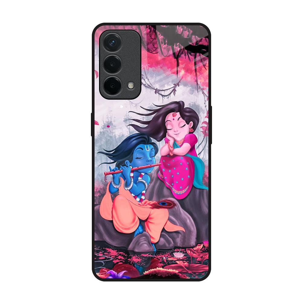 Radha Krishna Art Oppo F19 Glass Back Cover Online