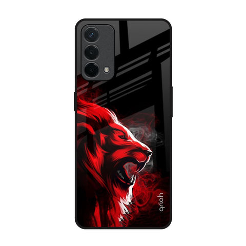 Red Angry Lion Oppo F19 Glass Back Cover Online