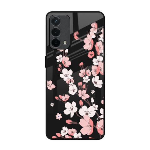 Black Cherry Blossom Oppo F19 Glass Back Cover Online