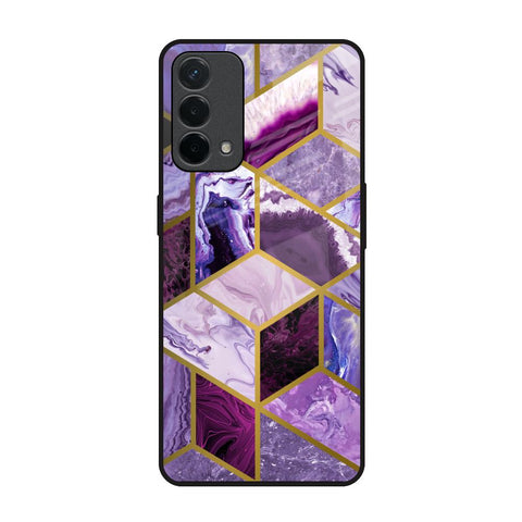 Purple Rhombus Marble Oppo F19 Glass Back Cover Online