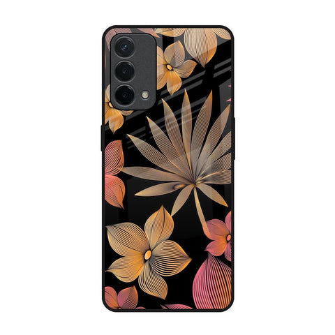 Lines Pattern Flowers Oppo F19 Glass Back Cover Online