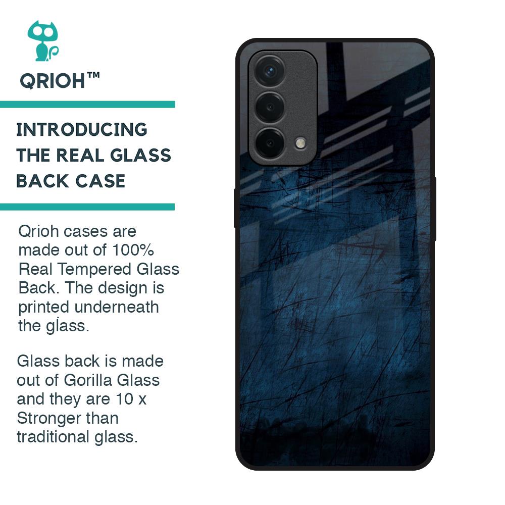 Dark Blue Grunge Glass Case for Oppo F19