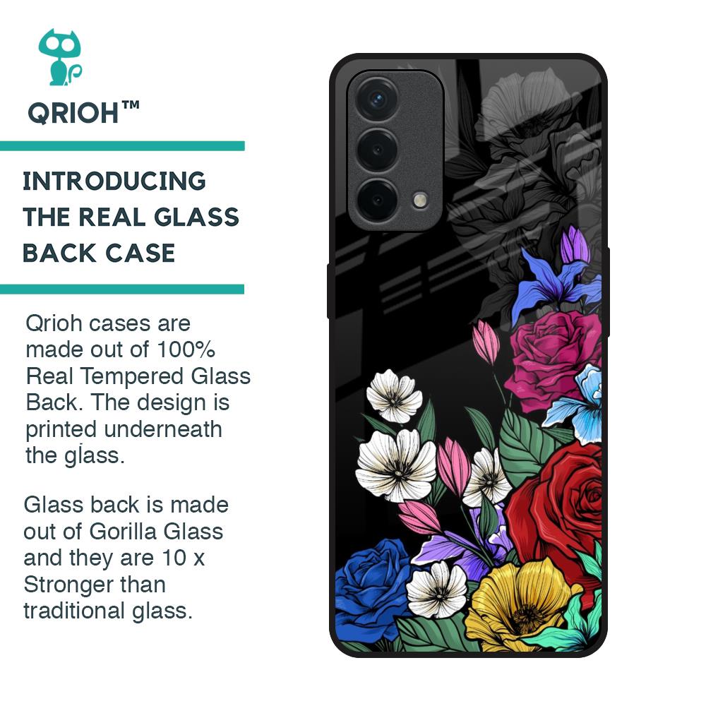 Rose Flower Bunch Art Glass Case for Oppo F19