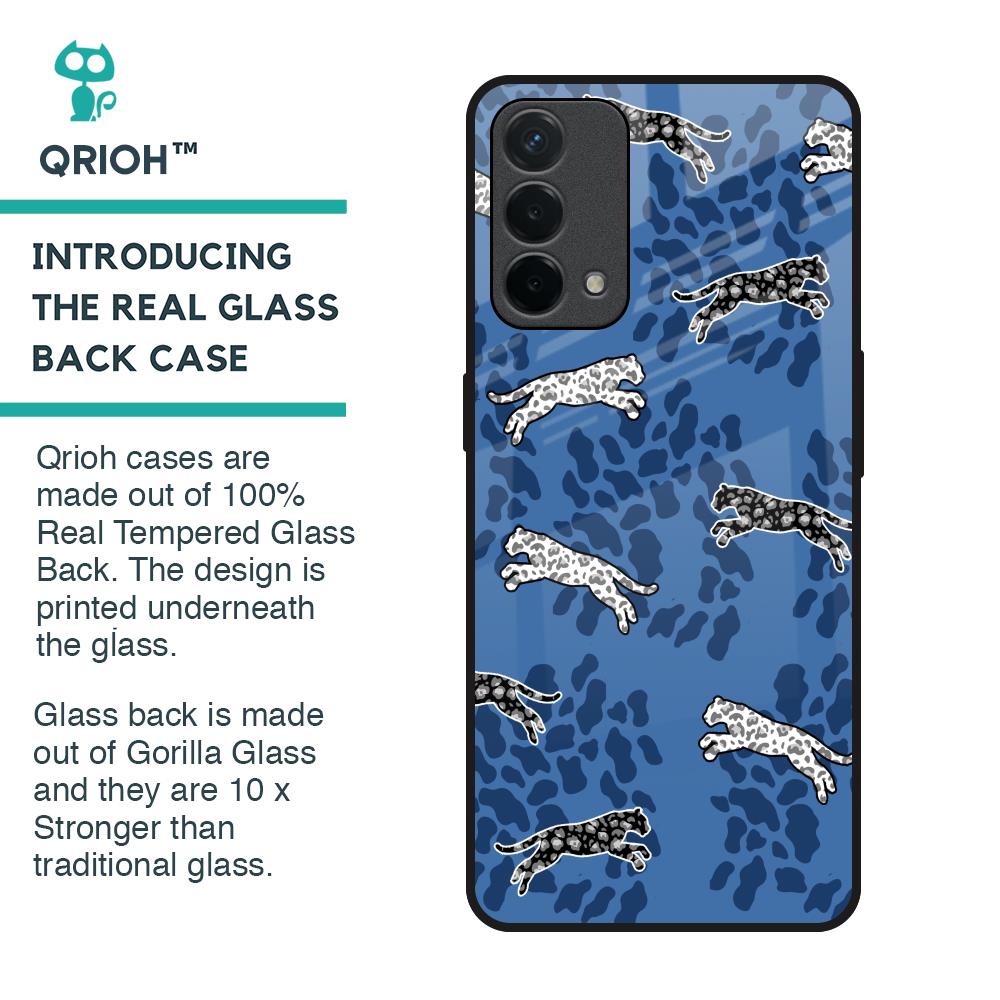 Blue Cheetah Glass Case for Oppo F19