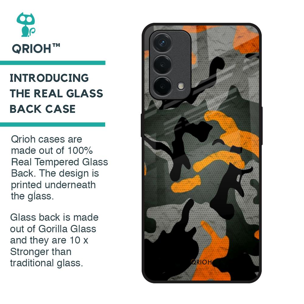 Camouflage Orange Glass Case For Oppo F19