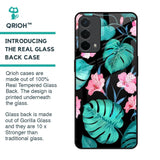 Tropical Leaves & Pink Flowers Glass Case for Oppo F19