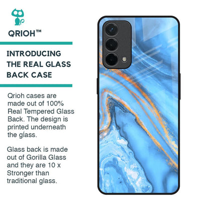 Vibrant Blue Marble Glass Case for Oppo F19