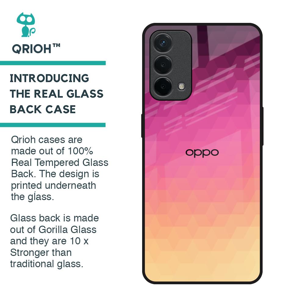 Geometric Pink Diamond Glass Case for Oppo F19