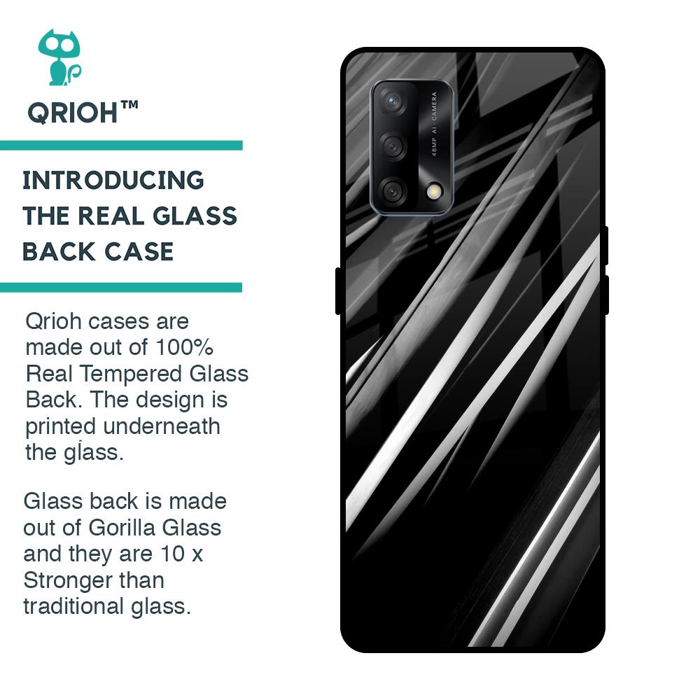 Black & Grey Gradient Glass Case For Oppo F19