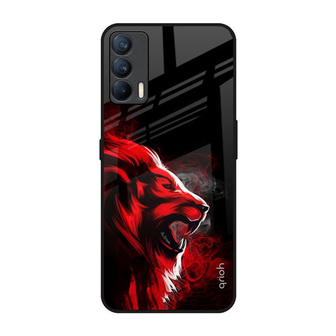 Red Angry Lion Realme X7 Glass Back Cover Online
