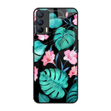 Tropical Leaves & Pink Flowers Realme X7 Glass Back Cover Online