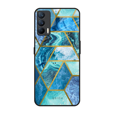 Turquoise Geometrical Marble Realme X7 Glass Back Cover Online