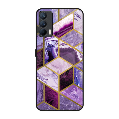 Purple Rhombus Marble Realme X7 Glass Back Cover Online
