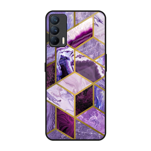 Purple Rhombus Marble Realme X7 Glass Back Cover Online