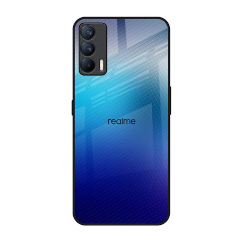 Blue Rhombus Pattern Realme X7 Glass Back Cover Online