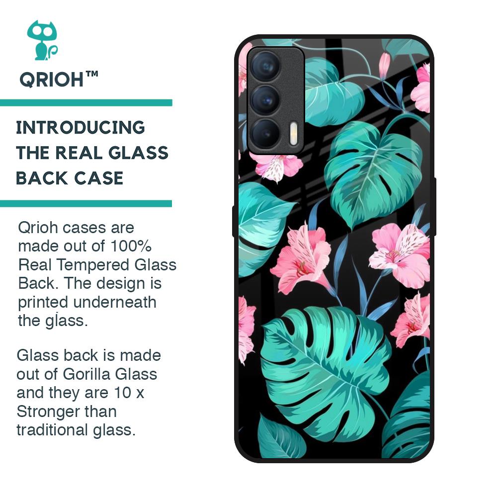 Tropical Leaves & Pink Flowers Glass Case for Realme X7