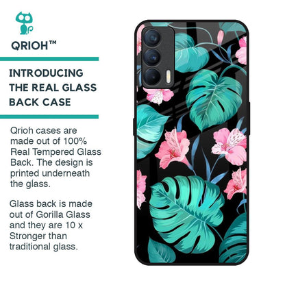 Tropical Leaves & Pink Flowers Glass Case for Realme X7