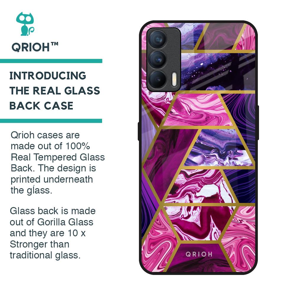 Electroplated Geometric Marble Glass Case for Realme X7