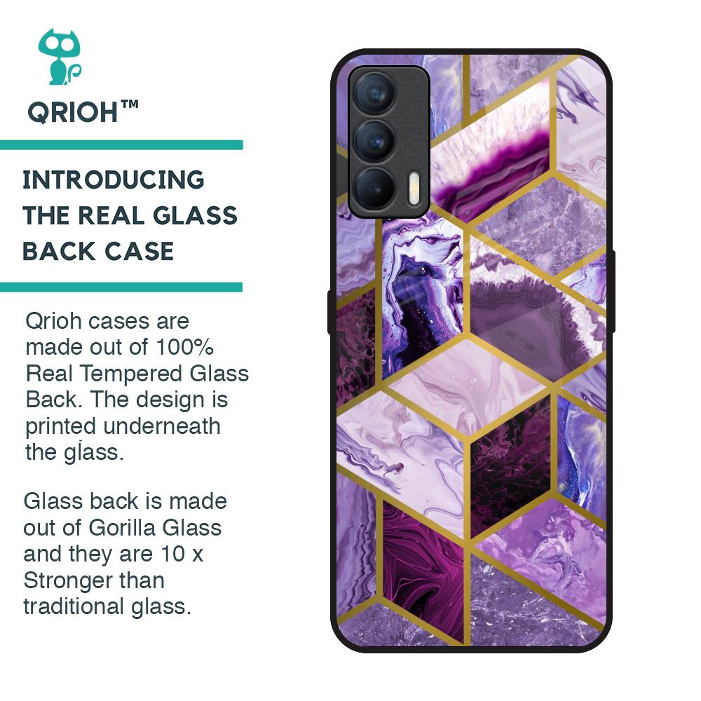 Purple Rhombus Marble Glass Case for Realme X7