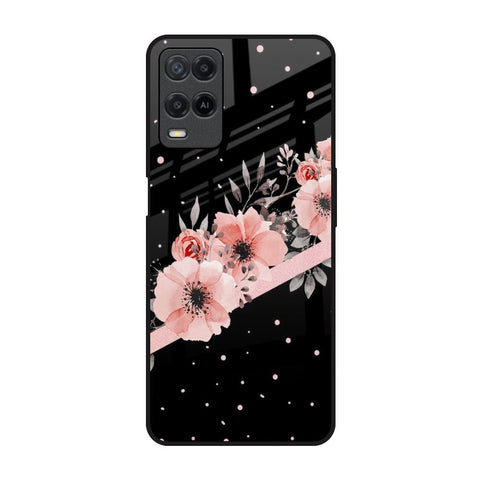 Floral Black Band Oppo A54 Glass Back Cover Online