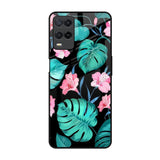 Tropical Leaves & Pink Flowers Oppo A54 Glass Back Cover Online