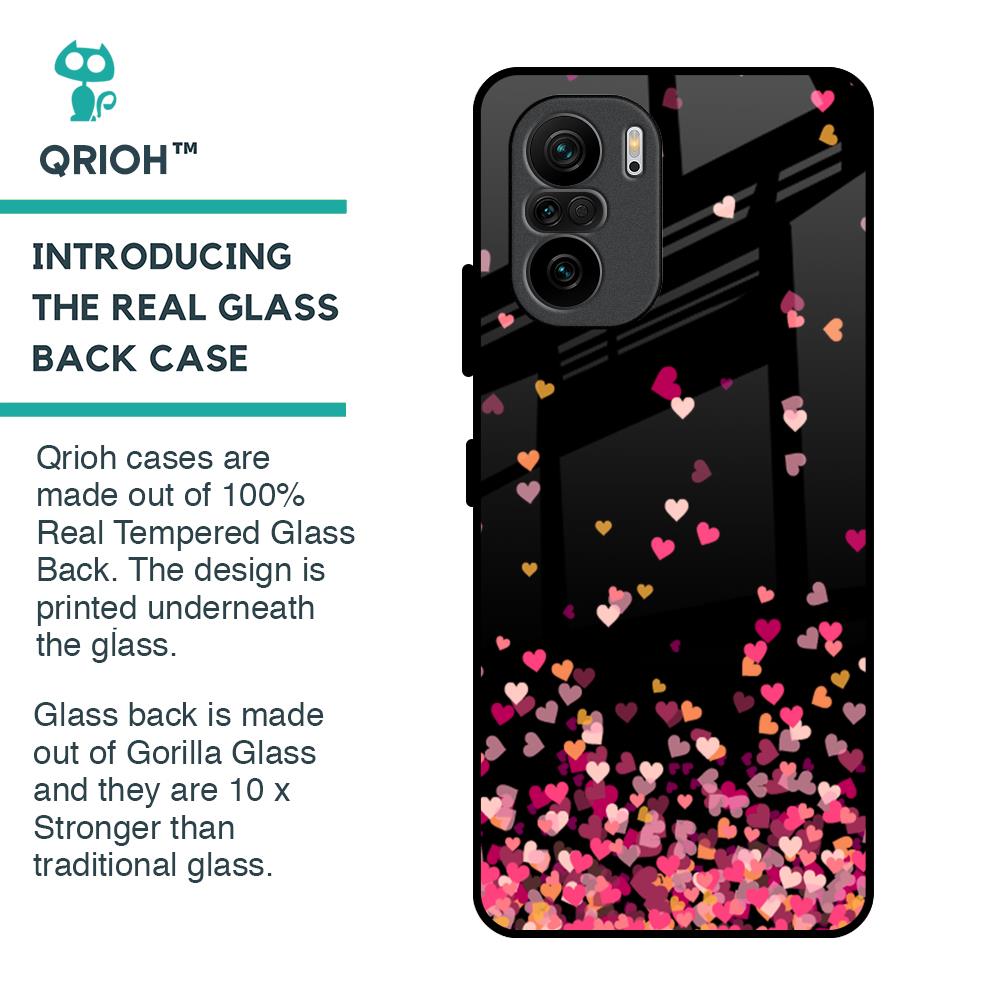 Heart Rain Fall Glass Case For Mi 11X