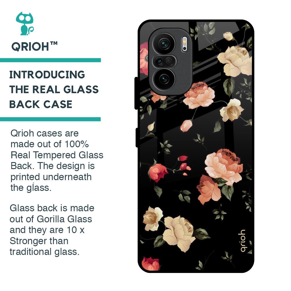 Black Spring Floral Glass Case for Mi 11X