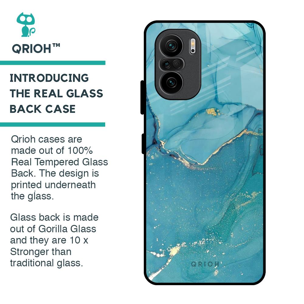 Blue Golden Glitter Glass Case for Mi 11X