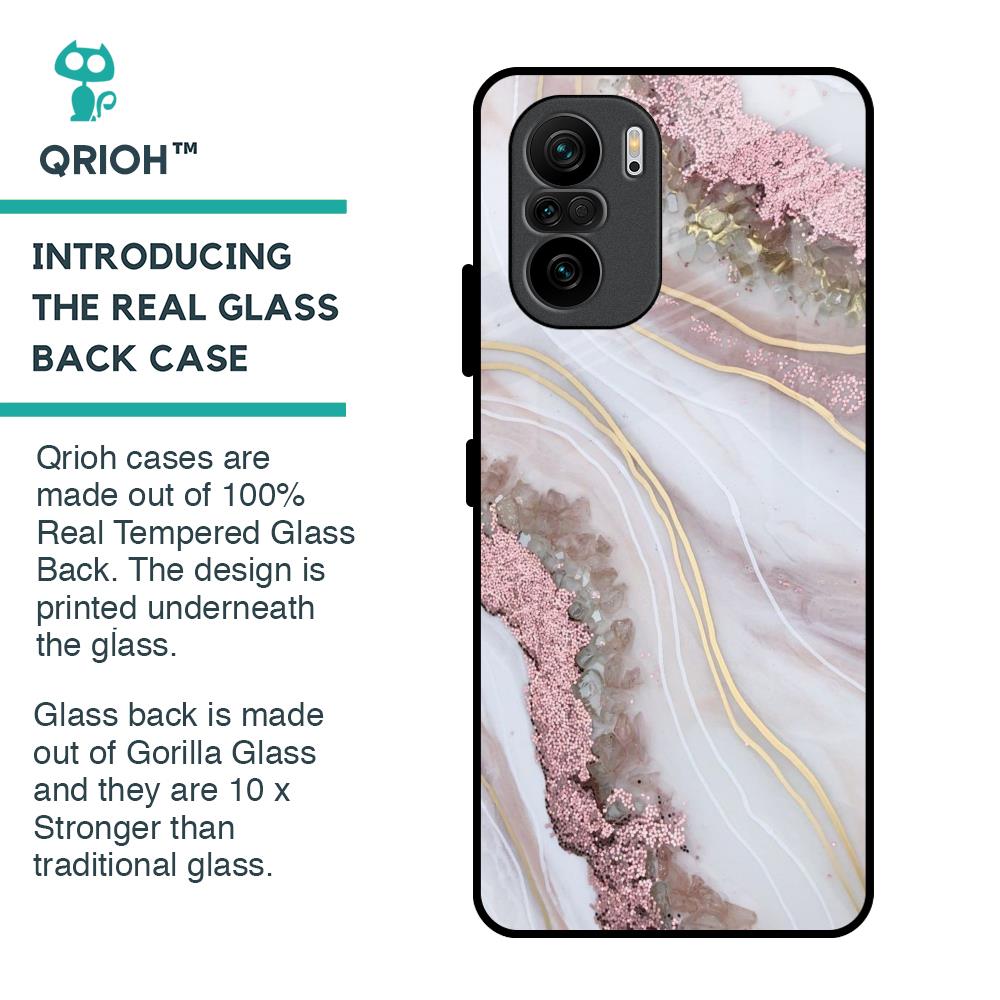 Pink & Gold Gllitter Marble Glass Case for Mi 11X