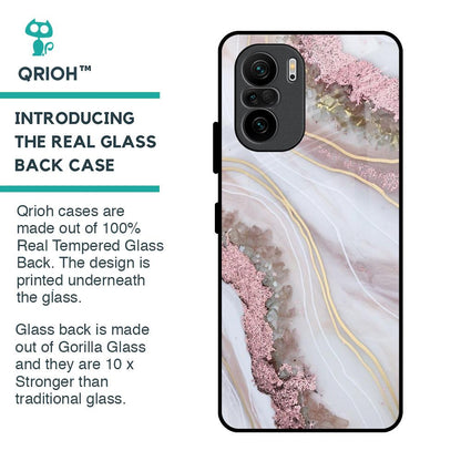Pink & Gold Gllitter Marble Glass Case for Mi 11X