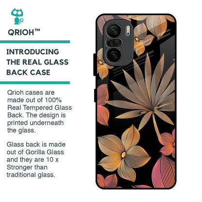 Lines Pattern Flowers Glass Case for Mi 11X