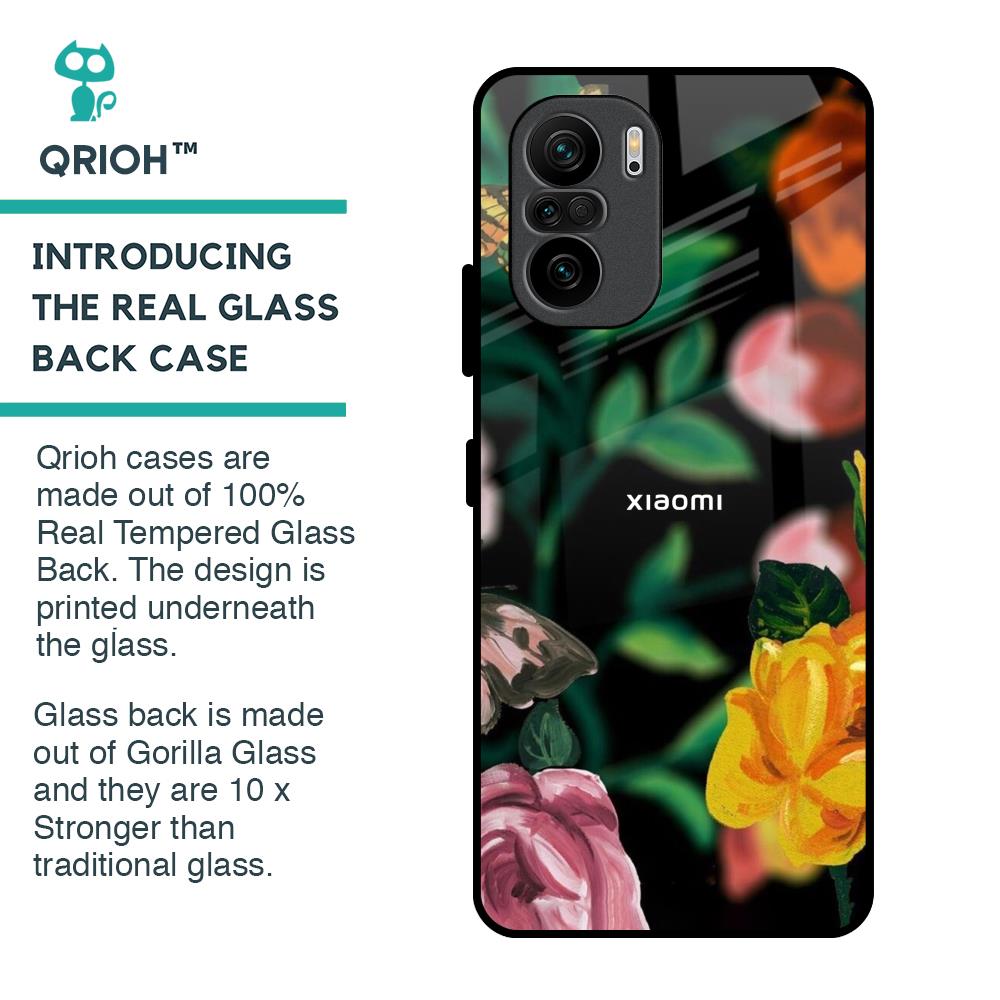 Flowers & Butterfly Glass Case for Mi 11X