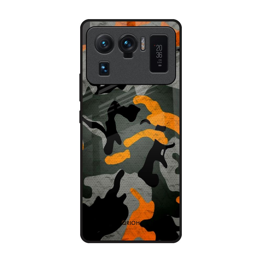 Camouflage Orange Mi 11 Ultra Glass Back Cover Online