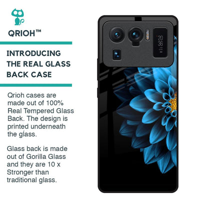 Half Blue Flower Glass Case for Mi 11 Ultra
