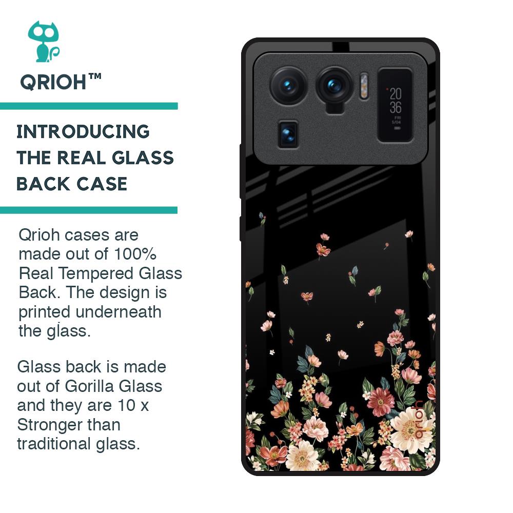 Floating Floral Print Glass Case for Mi 11 Ultra