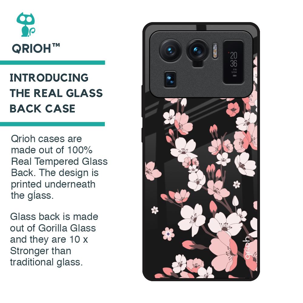 Black Cherry Blossom Glass Case for Mi 11 Ultra