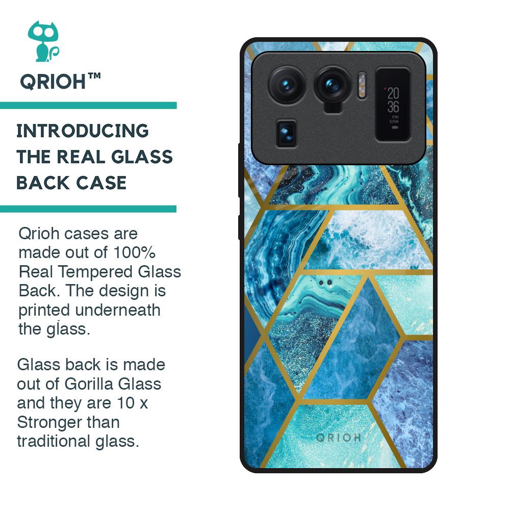 Turquoise Geometrical Marble Glass Case for Mi 11 Ultra