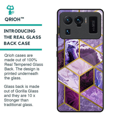 Purple Rhombus Marble Glass Case for Mi 11 Ultra