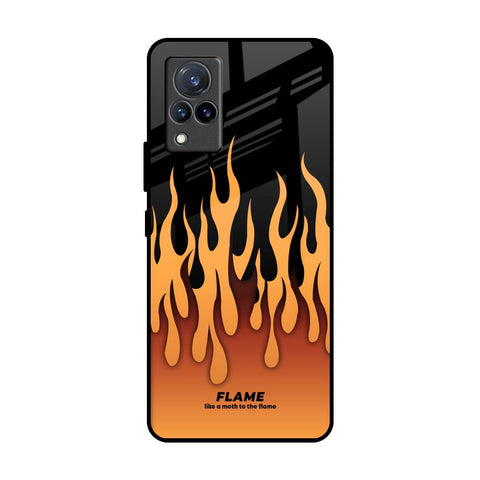 Fire Flame Vivo V21 Glass Back Cover Online