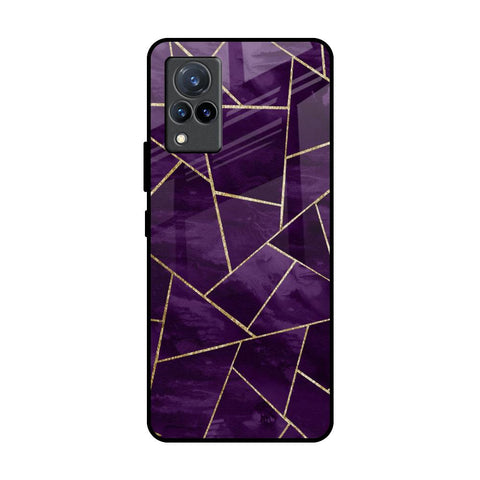 Geometric Purple Vivo V21 Glass Back Cover Online