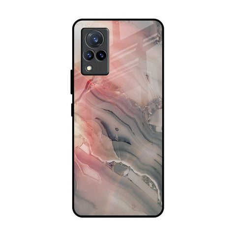 Pink And Grey Marble Vivo V21 Glass Back Cover Online