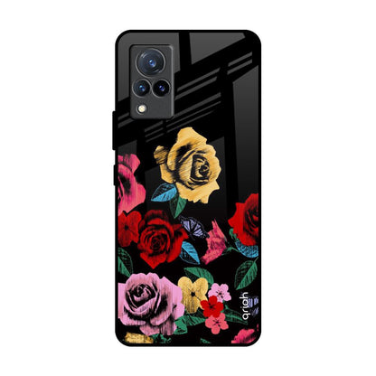 Floral Decorative Vivo V21 Glass Back Cover Online