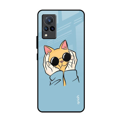 Adorable Cute Kitty Vivo V21 Glass Back Cover Online
