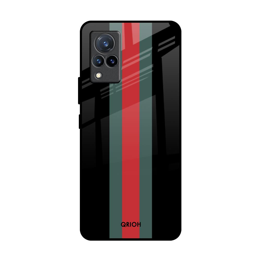 Vertical Stripes Vivo V21 Glass Back Cover Online