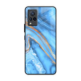 Vibrant Blue Marble Vivo V21 Glass Back Cover Online