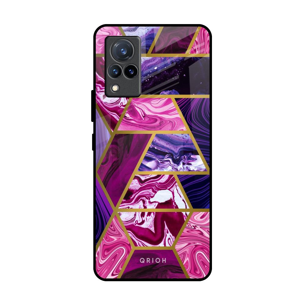 Electroplated Geometric Marble Vivo V21 Glass Back Cover Online